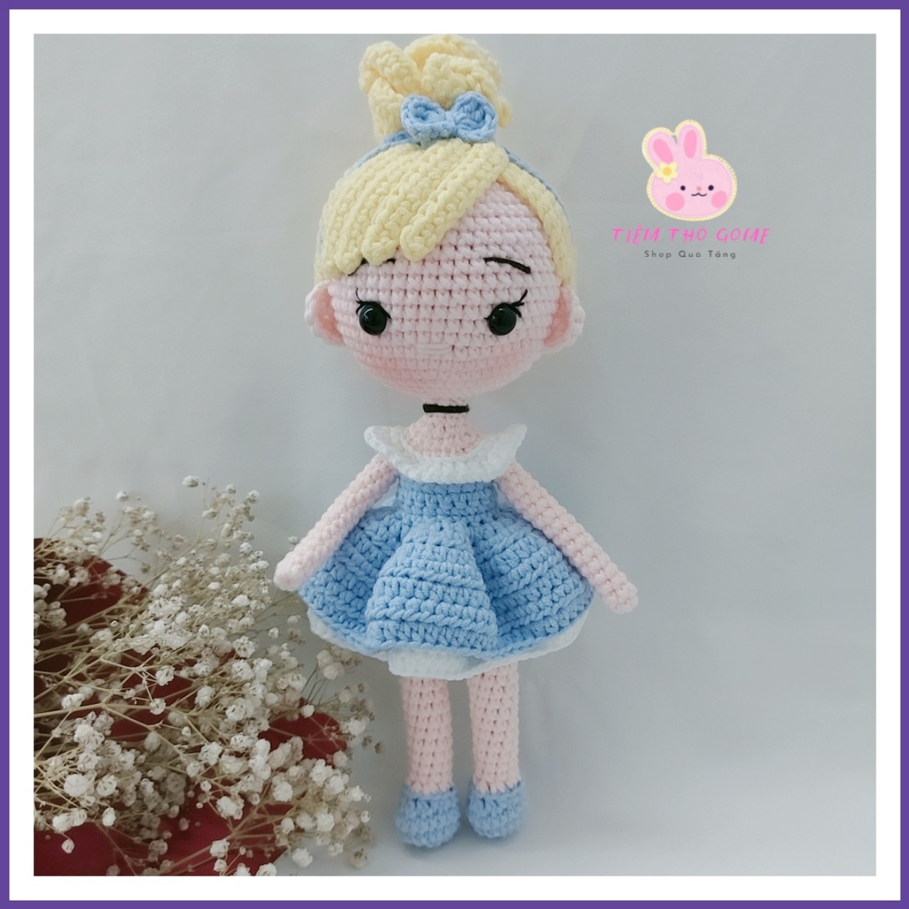 Búp bê len móc handmade - Cặp Búp bê len móc ( Hoàng tử Charming và cô bé lọ lem )- an toàn cho bé