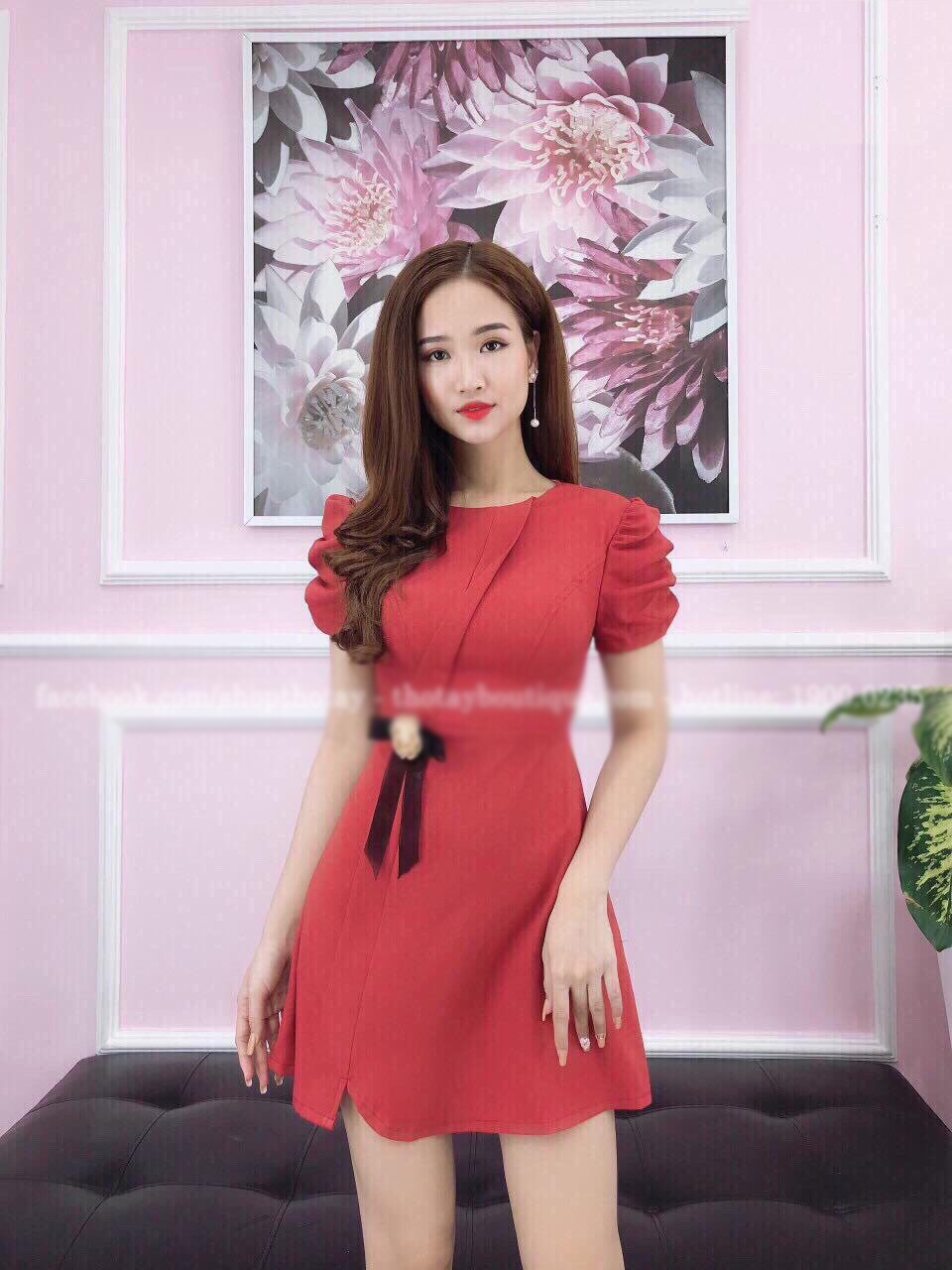 [HCM]Đầm  Nữ  Suông Thắt Nơ Eo Hông Tt Đ29