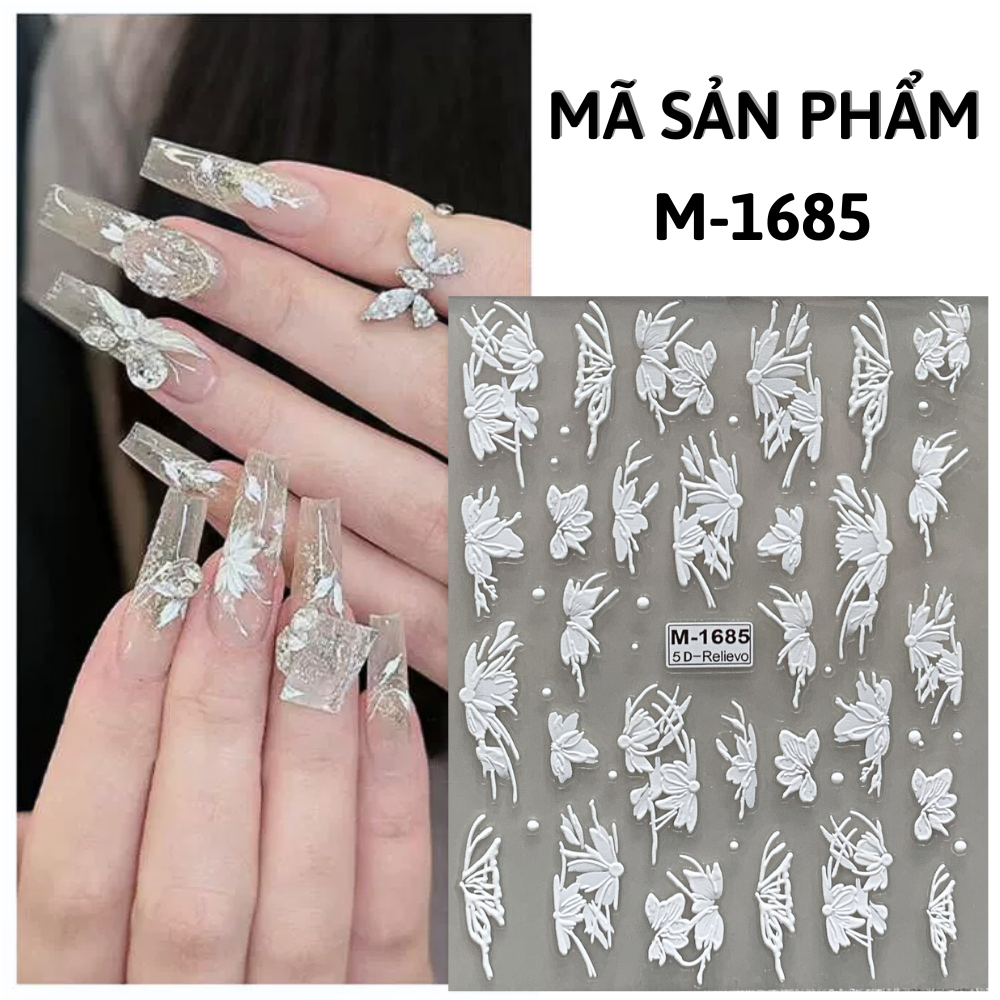 Sticker nail hoa lụa 5D trang trí móng Nghi Thảo