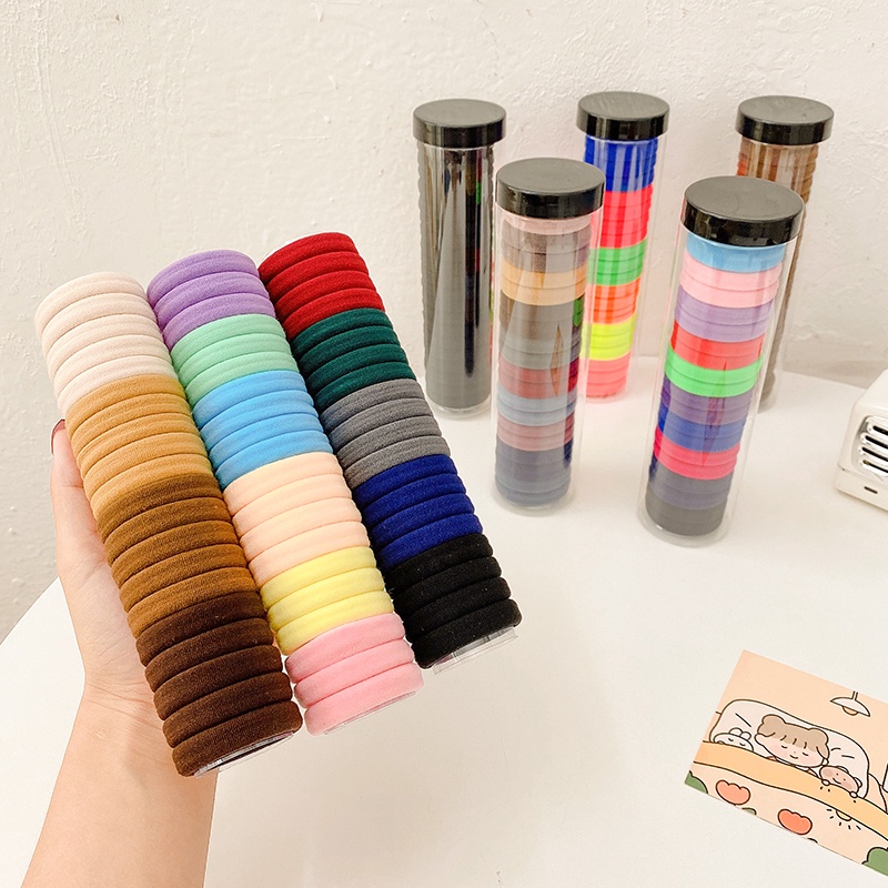 [ GIẢM 15K SHIP MỌI ĐƠN HÀNG ] 20 Dây Buộc Tóc, Chun Buộc Tóc, Cột Tóc Bằng Vải Nhiều Màu Sắc Kèm ống đựng Trong Suốt, Set 20 Dây Thun Cột Tóc Phong Cách Hàn Quốc Cao Cấp