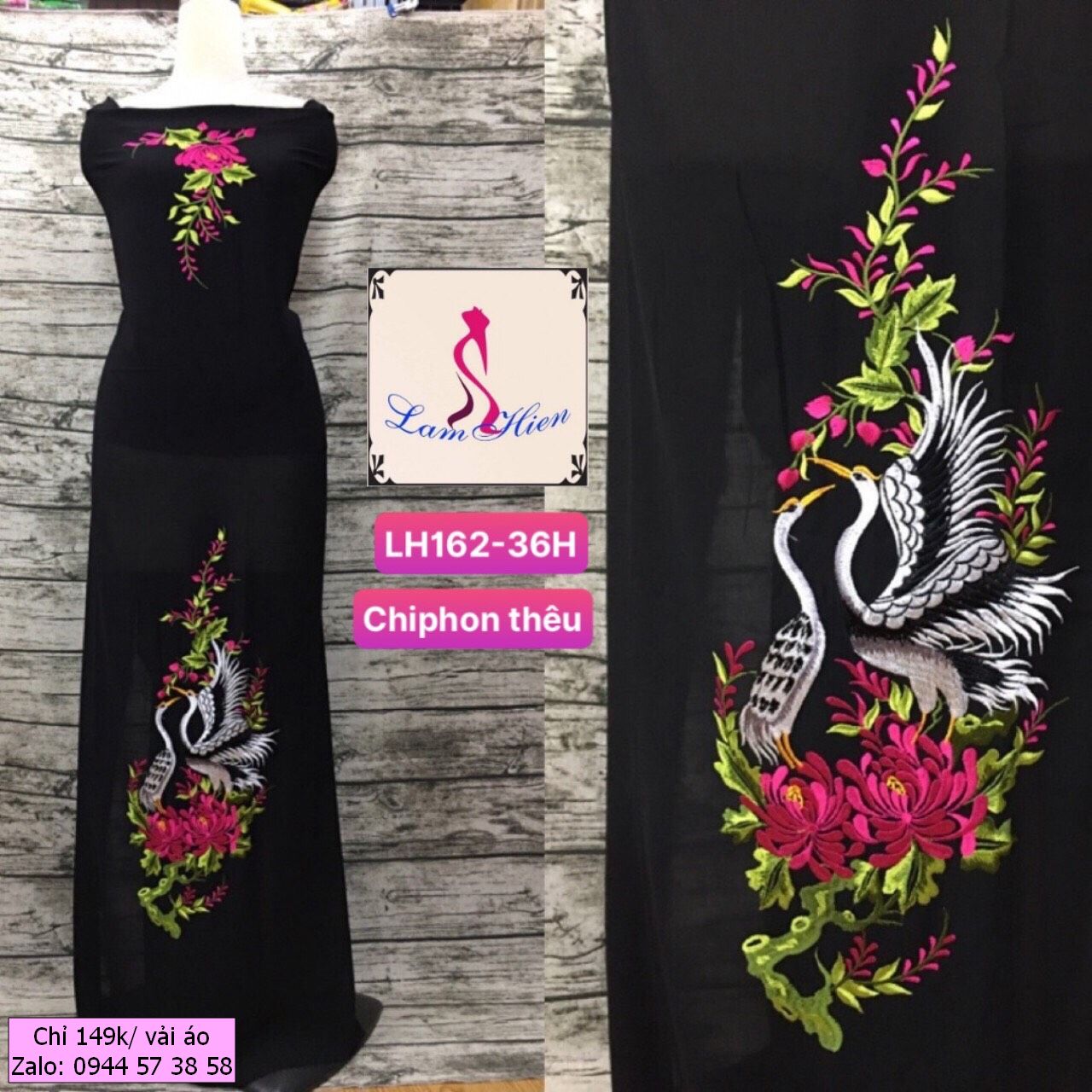 Lâm Hiền-vải áo dài thêu LH162