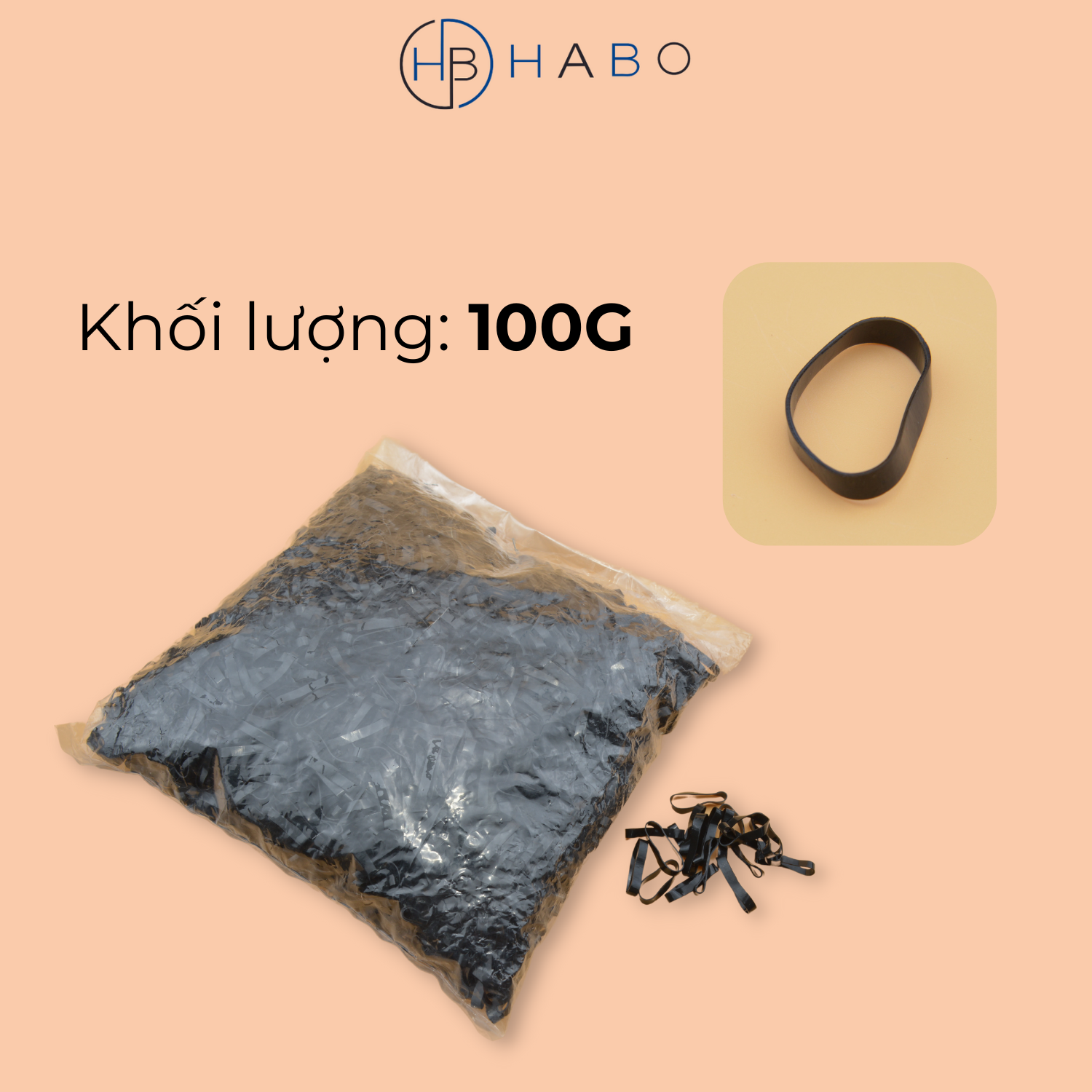 Thun cột tóc đen, chun buộc tóc màu đen siêu dai 100g
