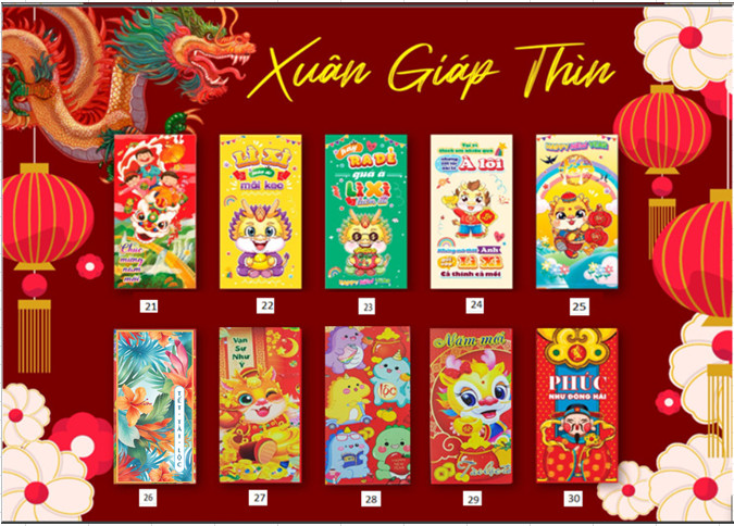 Combo 50 chiếc lì xì mẫu mã mới nhất năm 2024
