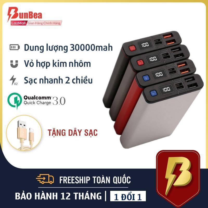 Giá Pin sạc dự phòng cao cấp 30000mah sac nhanh 2 chiều quickcharge 3.0A vỏ hợp kim dung lượng lớn chuẩn tốt 2 cổng input type c va micro usb 2 cổng sac out put tương thích mọi điện thoại power bank sac du phong tang day sac n1