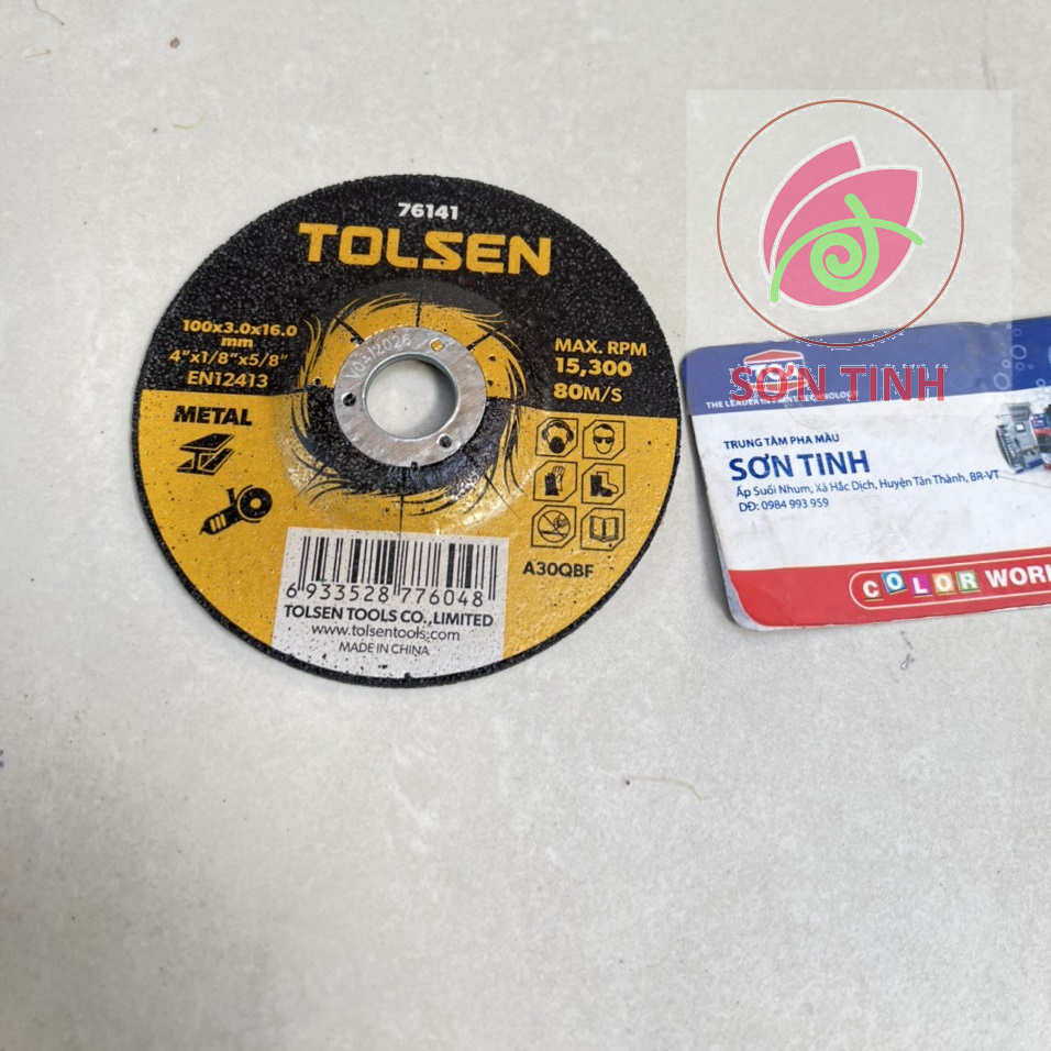 Đĩa đá mài sắt tolsen kích thước: 100x6.0x16mm model: 76301