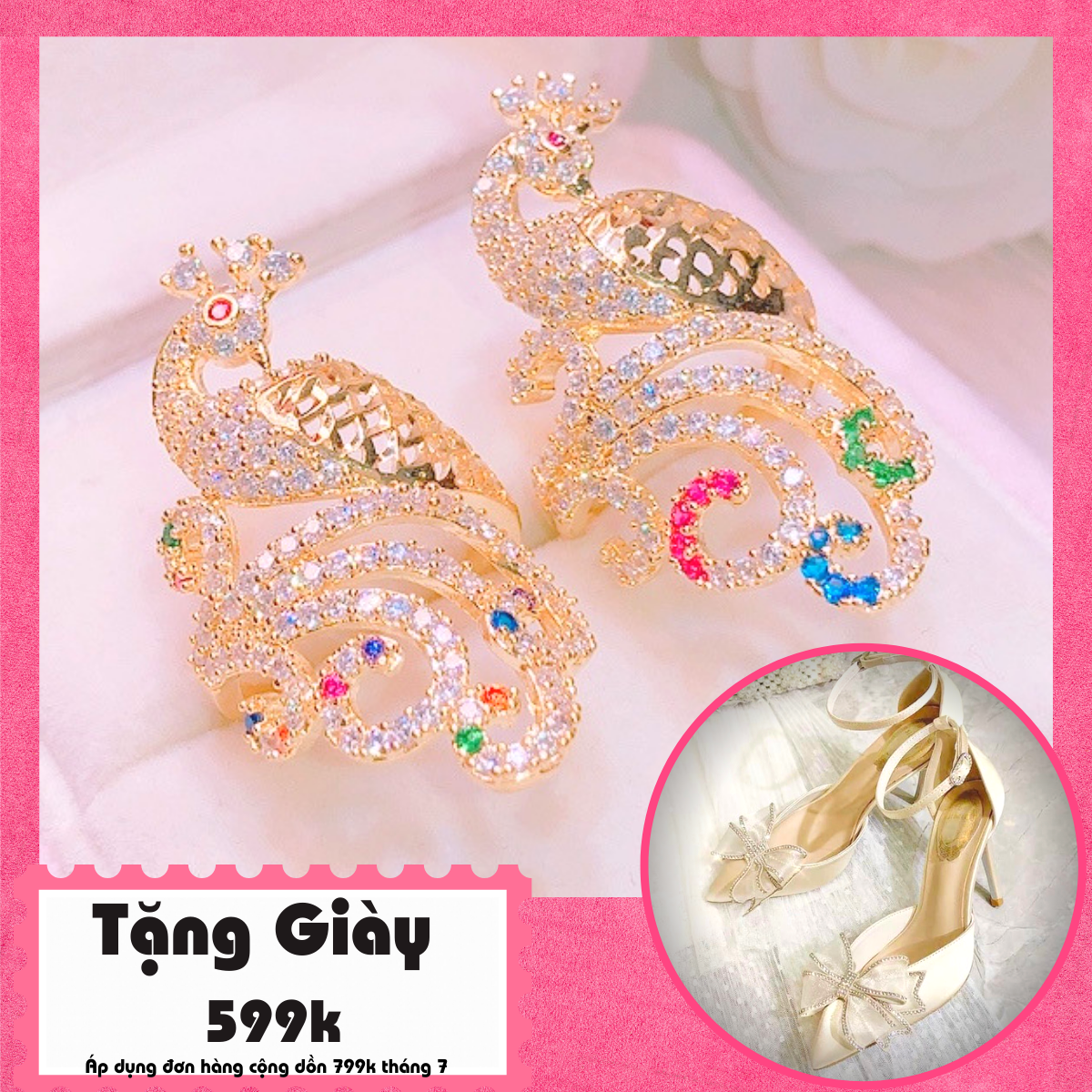 [HCM]Nhẫn nữ mạ vàng thật nhẫn vàng non 18k đính đá khảm ngọc điêu khắc hình con công - Trang Sức GADO NL01