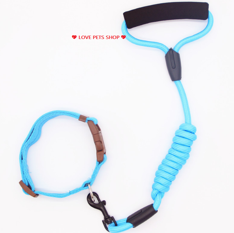 Bộ dây dắt Chó Mèo kèm vòng cổ khoá nhựa bằng chất liệu vải nylon - Love Pets Shop