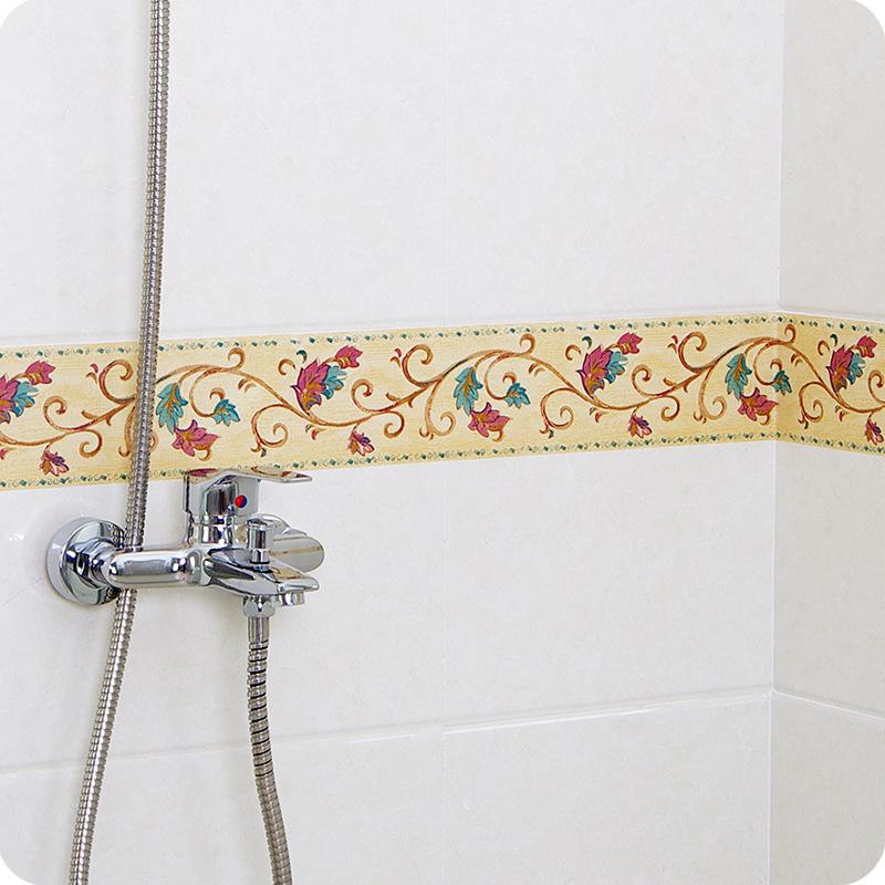 Cuộn 10 Mét Len Dán Viền Tường - Khổ 10cm Dán Chân Tường HOA DÂY LEO NỀN CAM LVT025