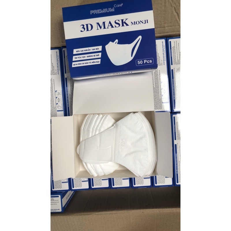 [ CHÍNH HÃNG ] Khẩu trang 3D MASK MONJI  Công nghệ Nhật Bản ( 50 cái / Hộp )