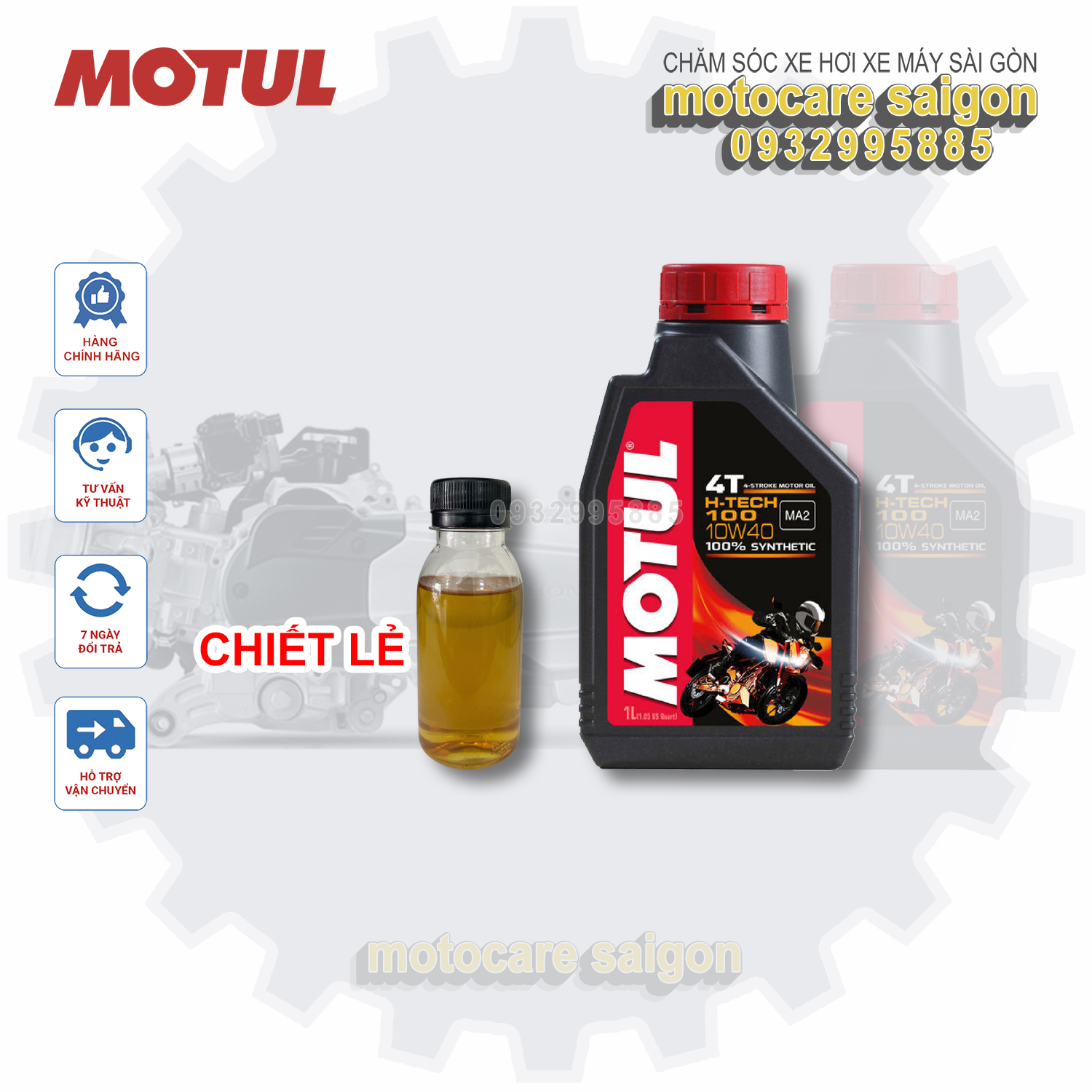 [Có chiết lẻ] Nhớt Motul HTech H-Tech 100 4T 10W40 H tech