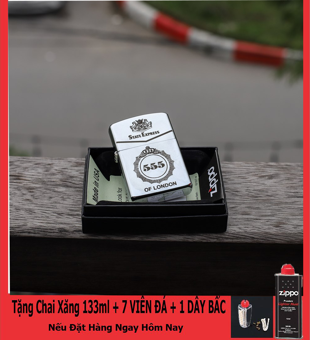 [HCM]Bật Lửa Zippo USA Khắc Logo 5555 - Tặng Xăng Đá