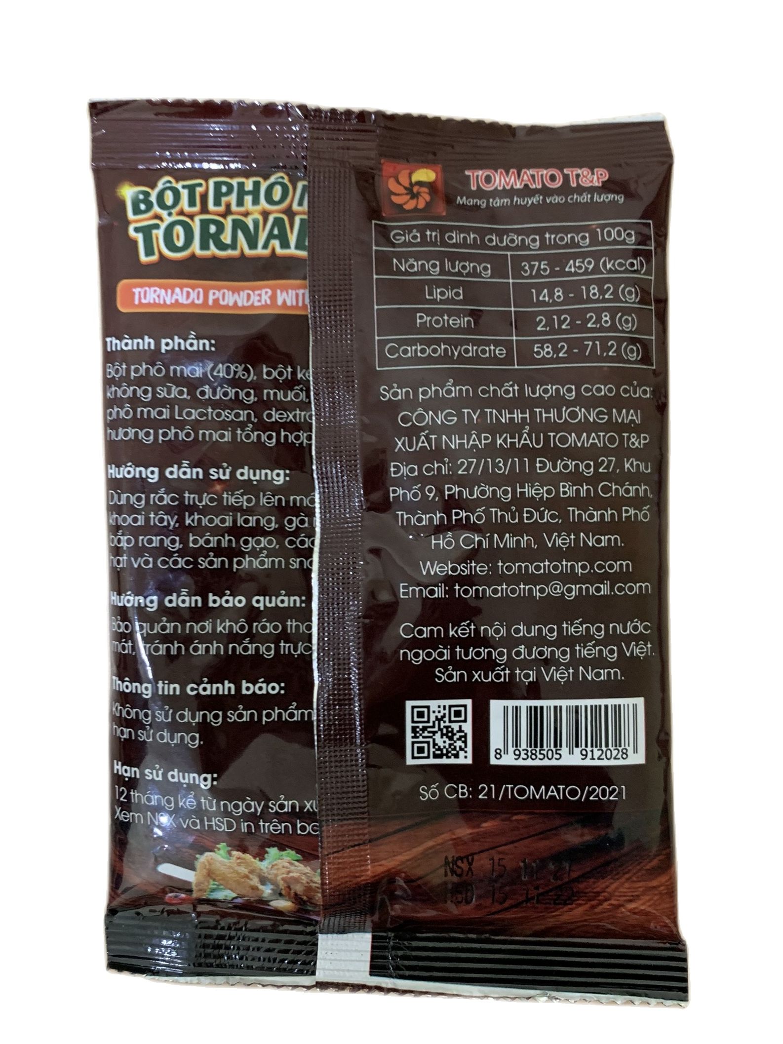 Gói 100g Bột Phô Mai Tornado VỊ Cay Nồng