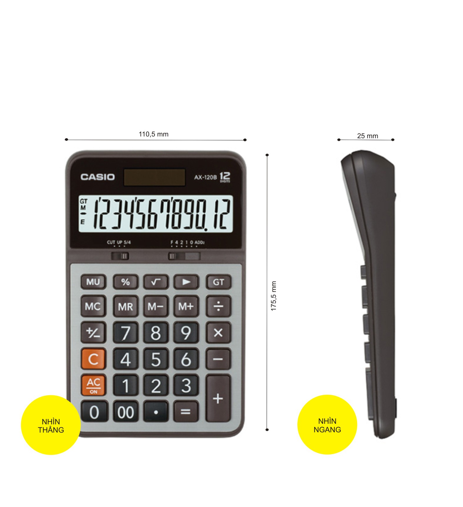 [HCM]Máy tính Casio AX-120B 12 (Nâu)