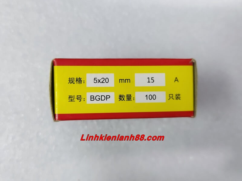 Cầu chì thủy tinh 15A 5*20mm mới (1 hộp có 100 cái)