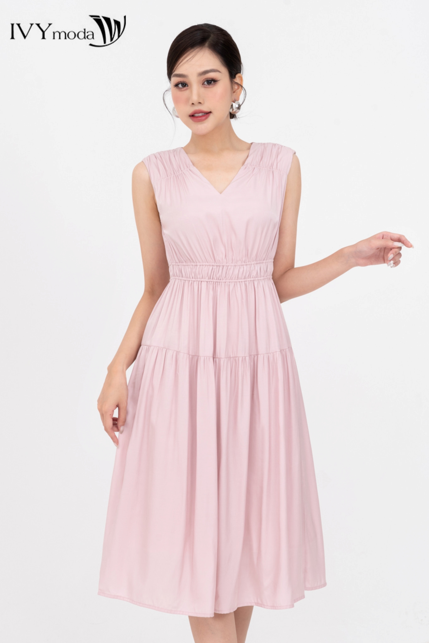 Đầm lụa xòe dạo phố IVY moda MS 41M8394