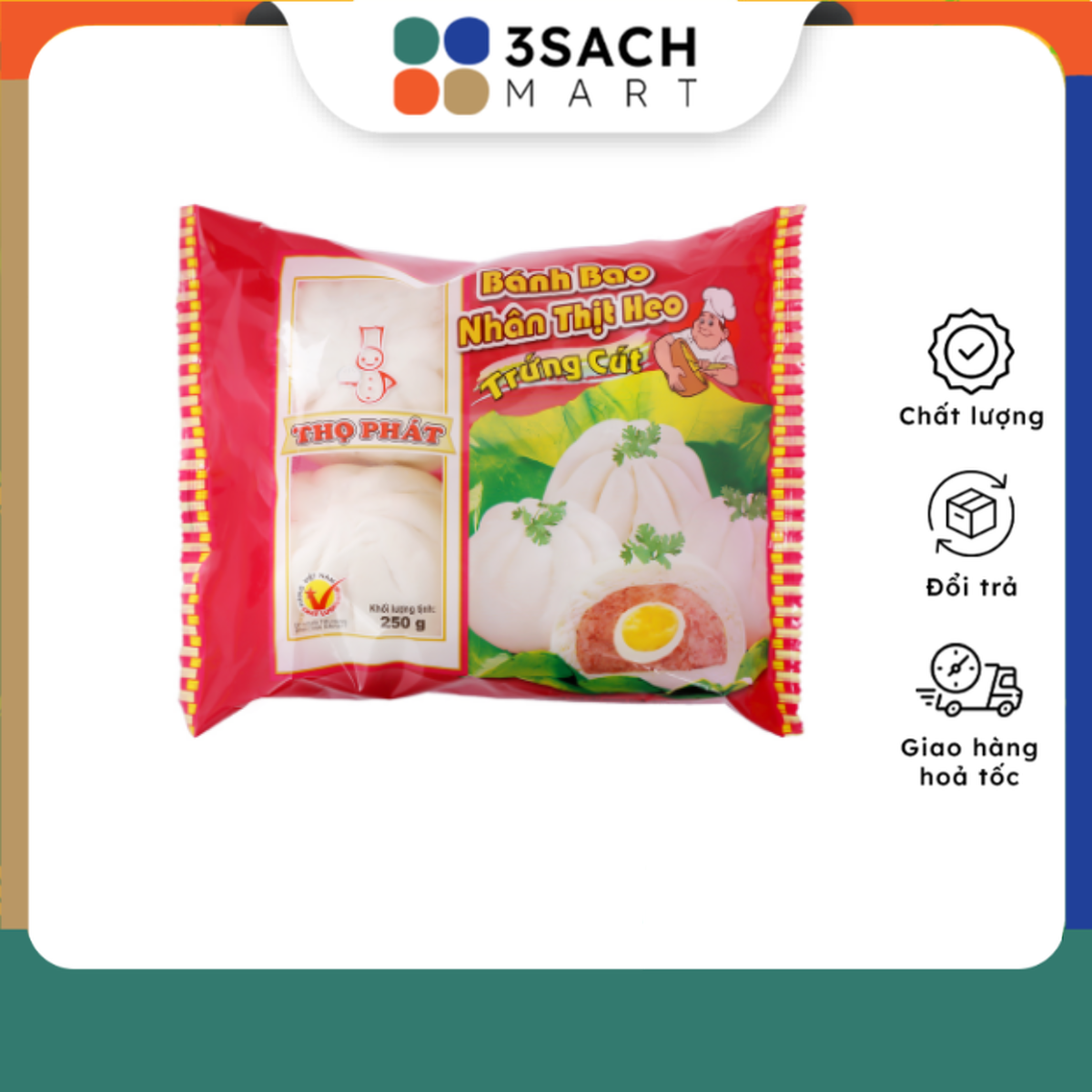 Bánh Bao Nhân Thịt Trứng Cút Thọ Phát (Gói 4 cái)