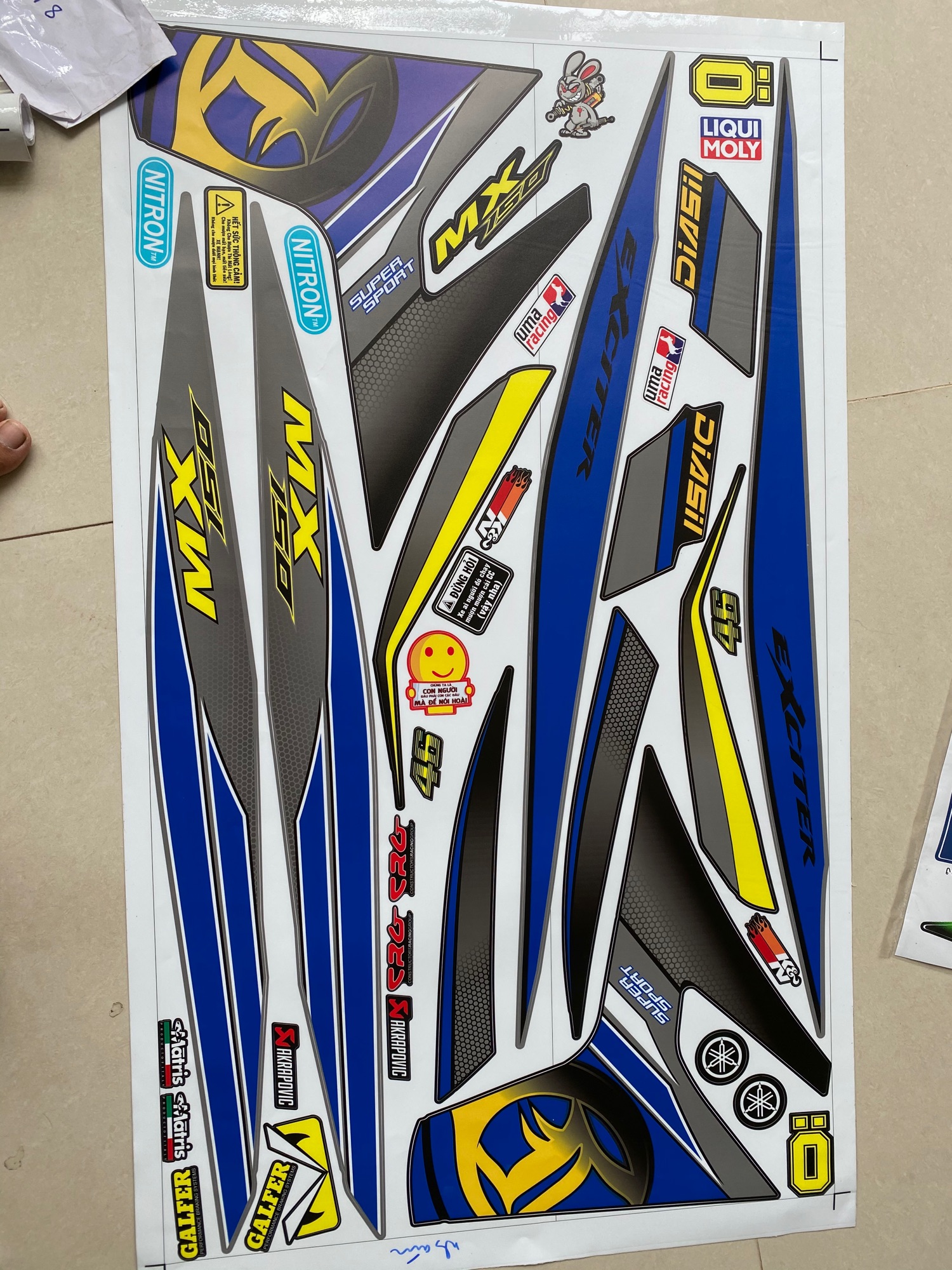 [ QUÍ KHÁCH VUI LÒNG MANG TEM RA TIỆM CHO THỢ DÁN] TEM RỜI Ex 150 Lc dán xe xám decal nhám