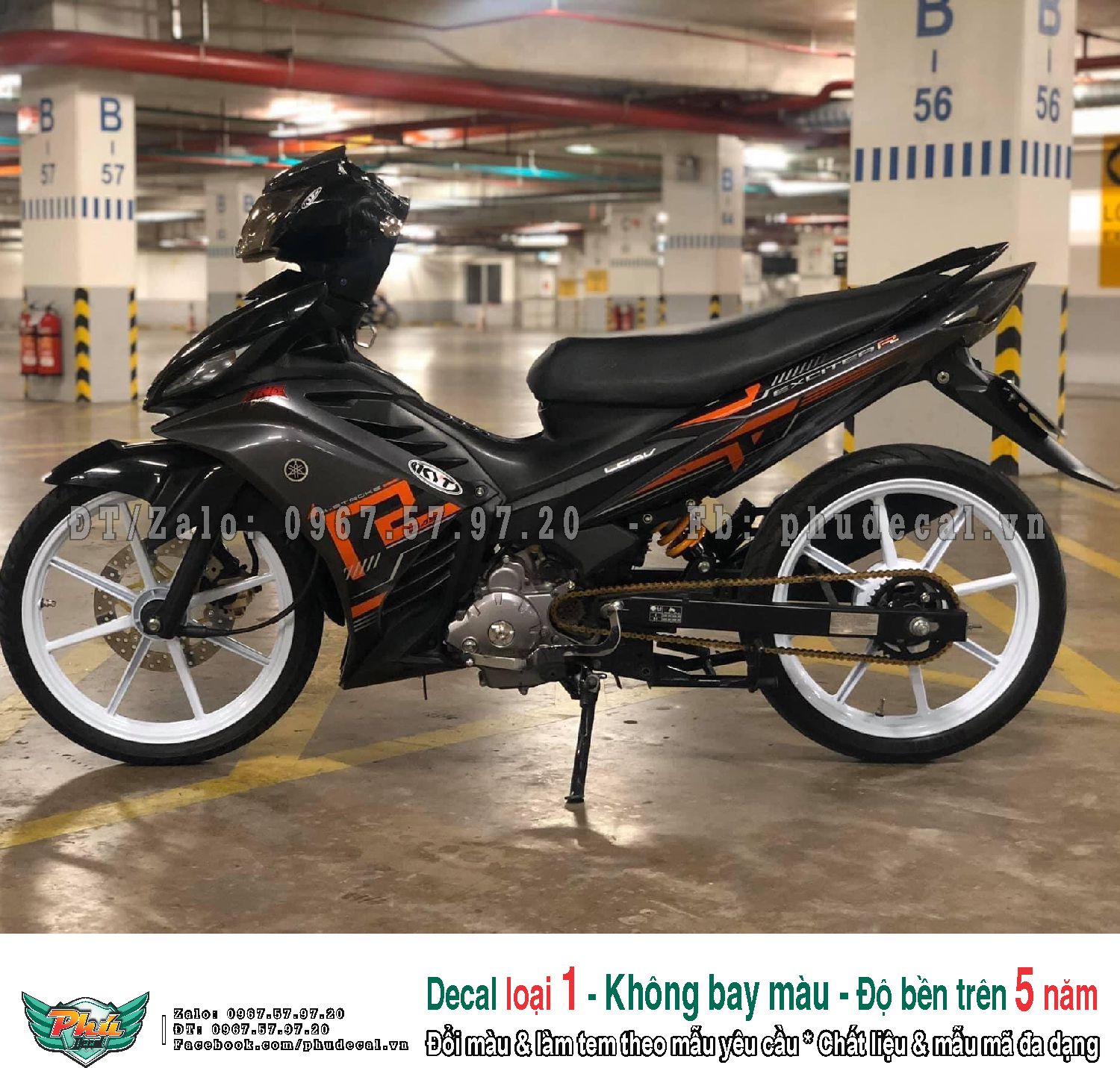 Tem rời exciter 135 xám cam r