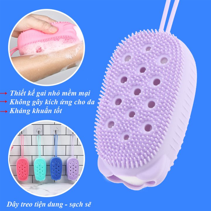 Bông Tắm Silicon Tạo Bọt 2 Mặt