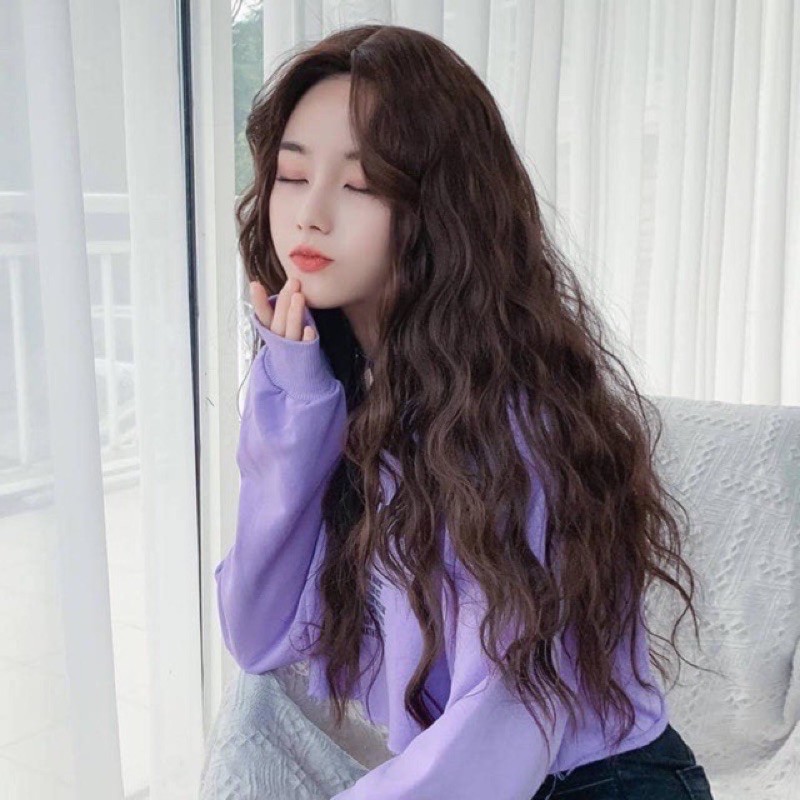 tóc giả hai mái uốn sóng xù