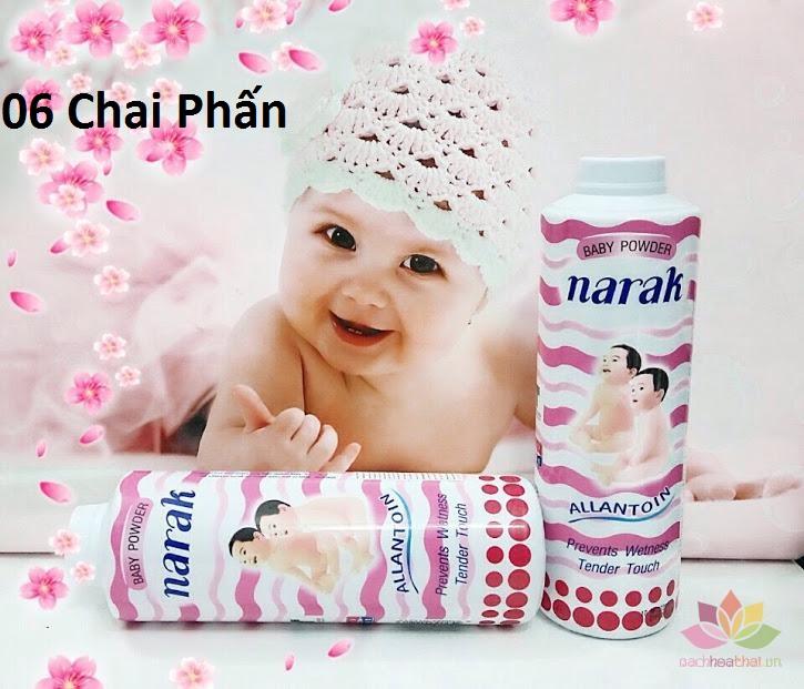 Combo 06 chai Phấn rôm Narak hương thơm dịu nhẹ ( rôm sẩy trẻ em cả người lớn ) 25g/1chai - Thái Lan