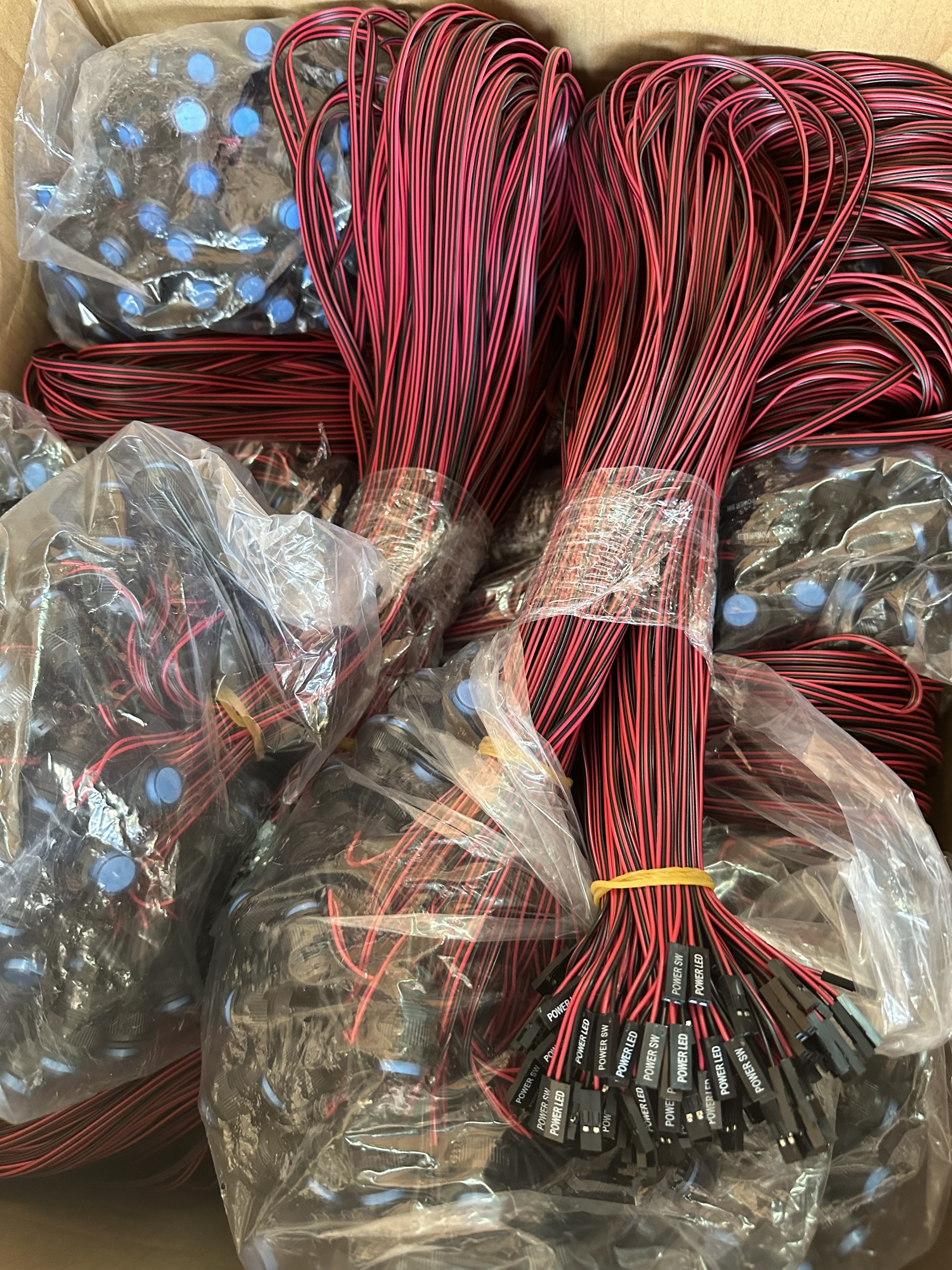 (HCM) (Bộ 5 cái nút Màu Xanh) Nút Nguồn Power Led cho máy tính loại dây tốt dài 80Cm