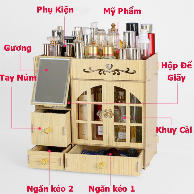 Kệ Để Đồ Mỹ Phẩm Cao Cấp Gỗ Trơn Chọn Màu