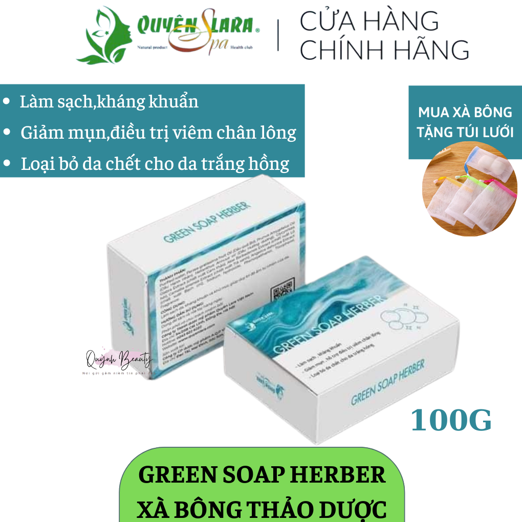 Xà Bông Thảo Dược Green Soap Herber Quyên Lara Tinh Chất Thiên Nhiên