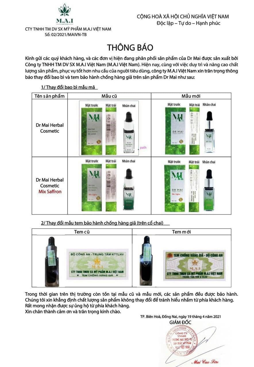[CHÍNH HÃNG] DR Mai nguyên chất.mix safron
