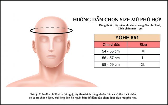 MŨ BẢO HIỂM YOHE 851 - MÀU ĐEN - VÀNG