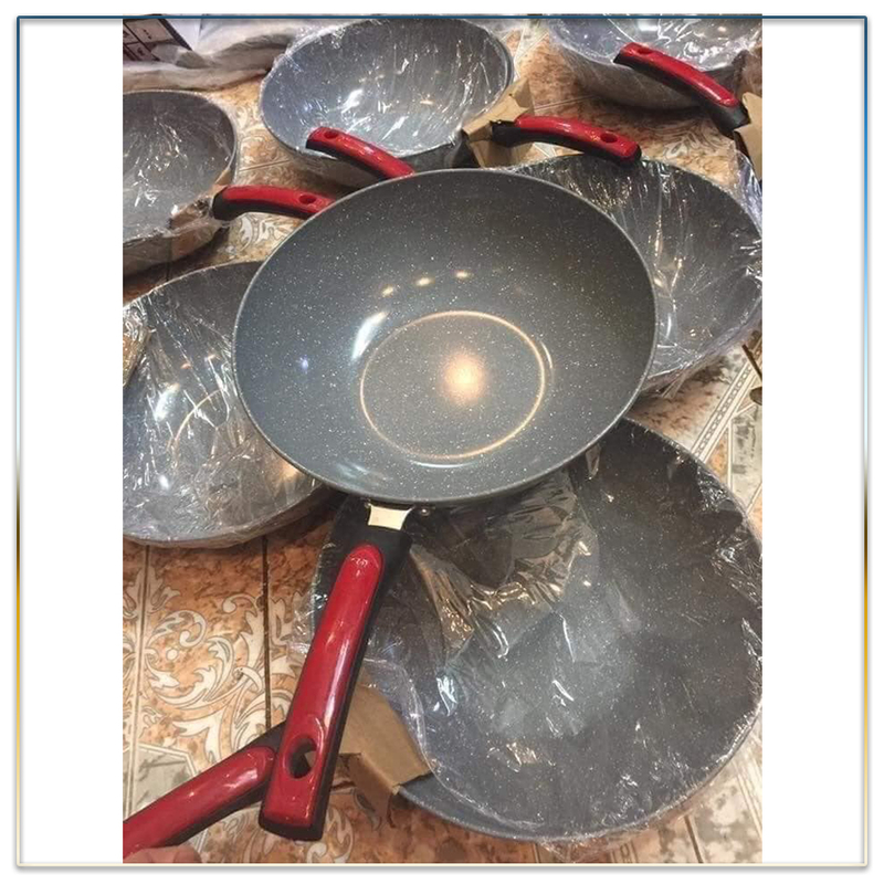 Chảo Đá Hoa Cương Chống Dính, Chảo Đá Sâu Lòng 32cm Dùng Được Cho Các Loại Bếp.