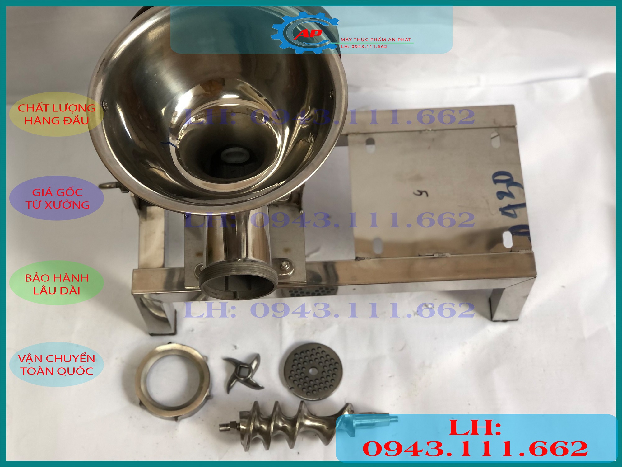 Cối xay xương thịt 22, xay đùn tỏi ớt công nghiệp, cối inox 304 100%