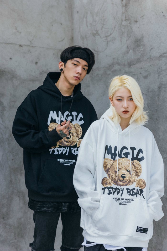 Áo Khoác hoodies Nam Nữ Kiểu Dáng Unisex In Hình Gấu