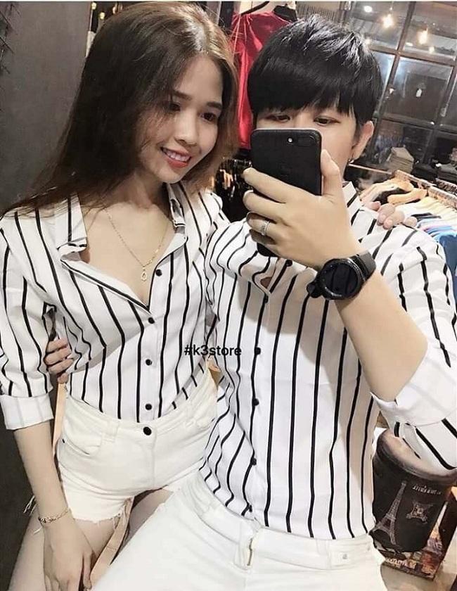 ÁO SƠ MI NAM NỮ SỌC TRẮNG ĐEN (hình thật)
