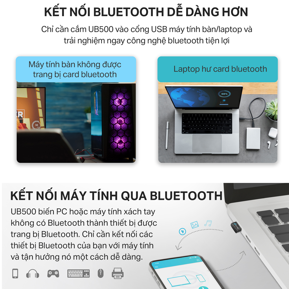 Bộ Chuyển Đổi Bluetooth TP-Link UB500 / UB500 Plus USB Bluetooth 5.3- Hãng phân phối chính thức