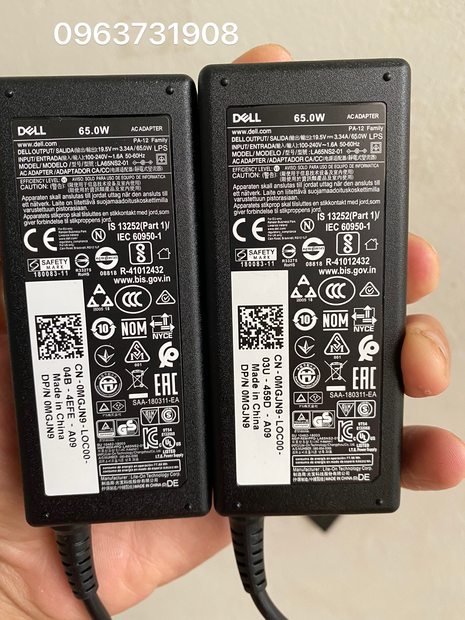 Sạc laptop Dell LA65NS2-01 65W 19.5V - 3.34 nguyên bản Dell cung cấp