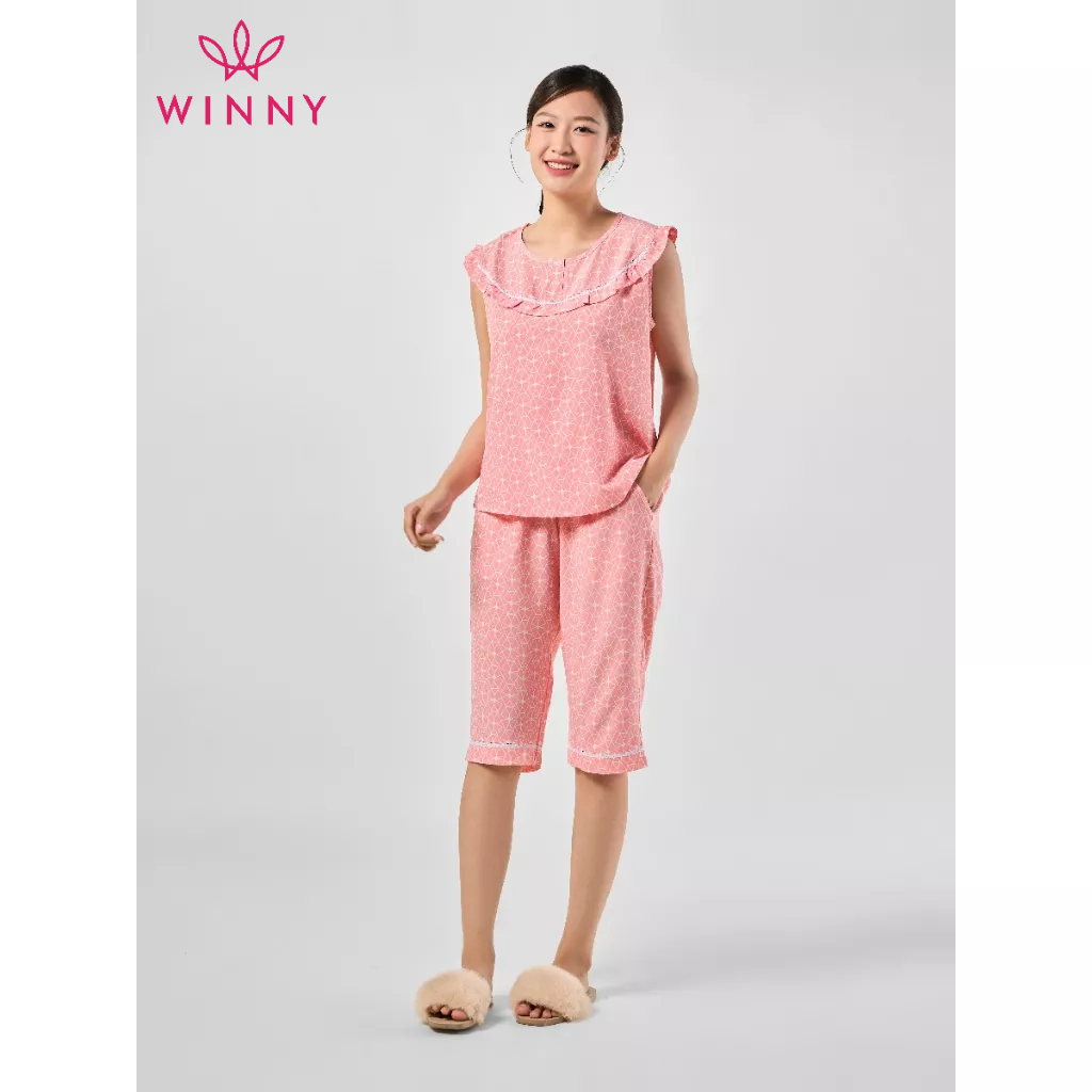 WINNY - Bộ đồ lụa sát nách quần ngố mặc nhà 2MNSA23026S
