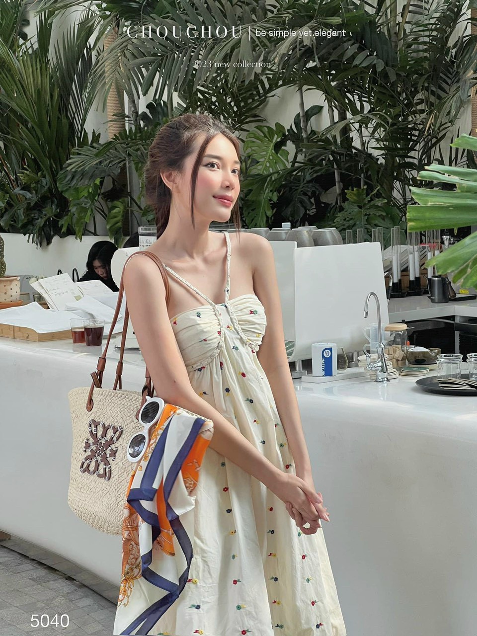 Đầm hai dây hoa cúc thược dược xiinh như hoa hoar1