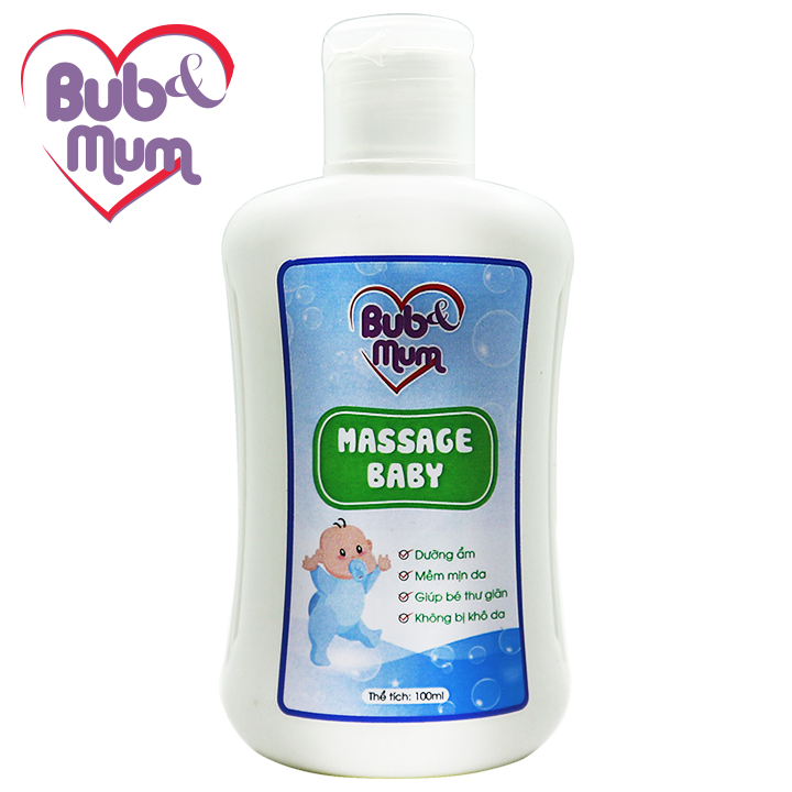 Massage Baby Dầu Mát Xa Giữ ẩm, Thư Giãn Cho Bé 100ml BuB&Mum Với Giá Sốc Massage Baby Dầu Mát Xa Giữ ẩm, Thư Giãn Cho Bé 100ml BuB&Mum Với Giá Sốc
