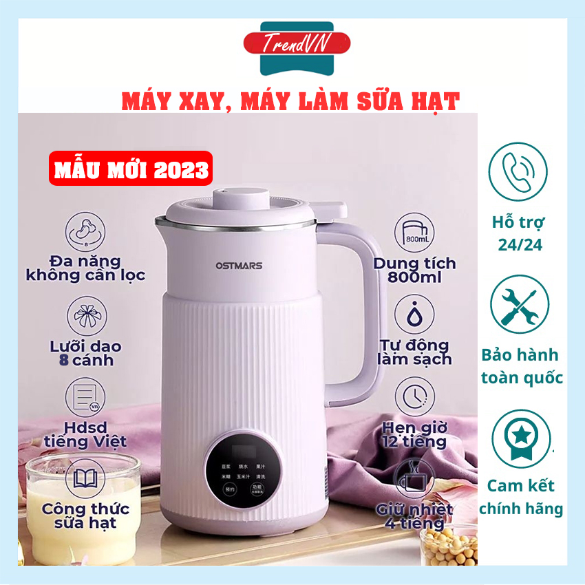 Máy làm sữa hạt đa năng cao cấp ostmars - máy xay nấu đa năng, xay sinh tố 800ml, máy xay sữa hạt
