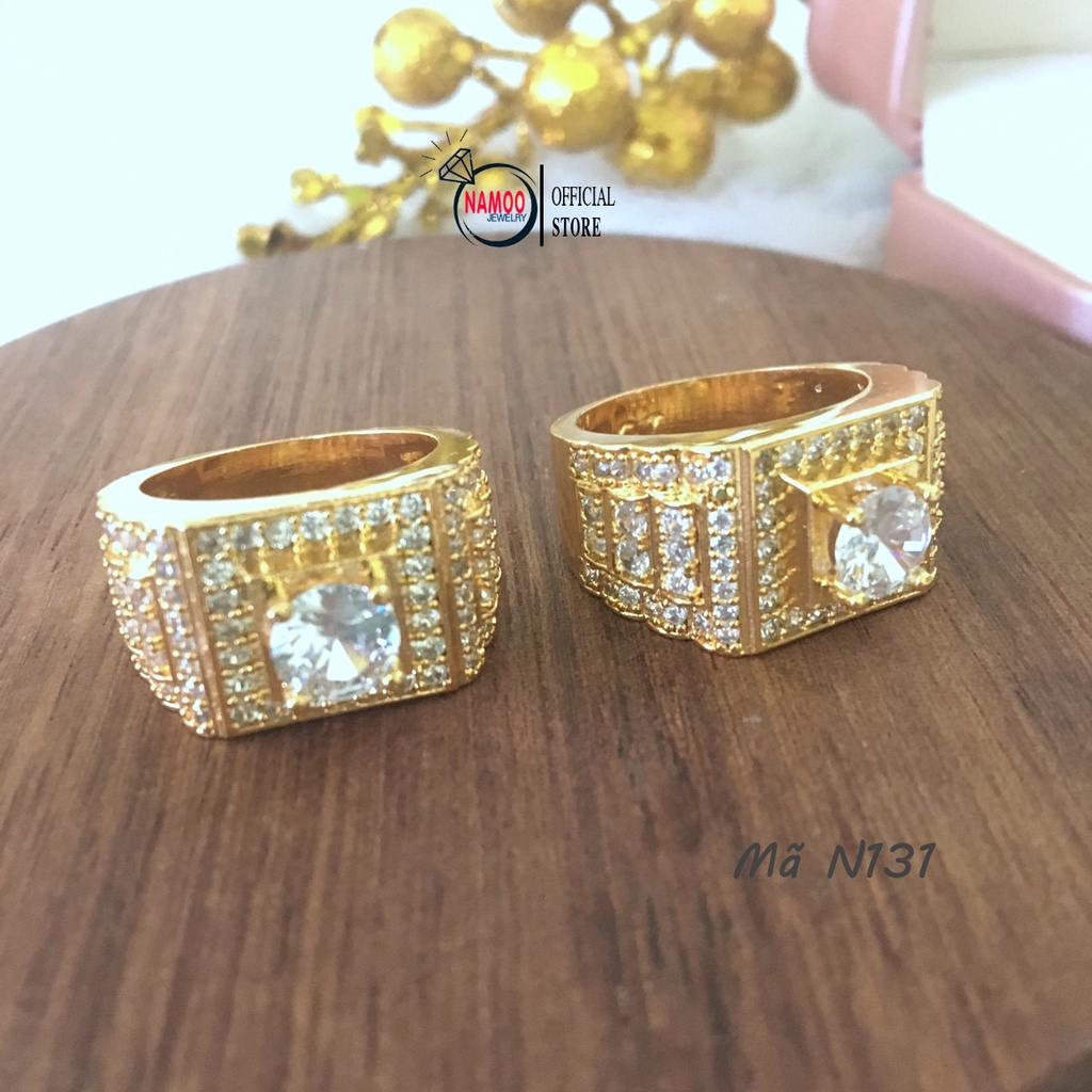 Nhẫn Nam Nữ Đính Đá N132 Bản Lớn Đủ Size