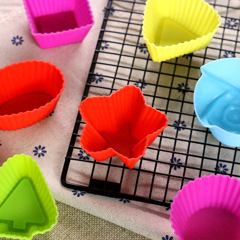 Nướng Bộ Tạo Khuôn Hình Bánh Bộ Tạo Khuôn Hình Bánh Muffin Bánh Nướng Bánh Trứng Cốc Giấy Silicone Không Dính Nướng Dụng Cụ