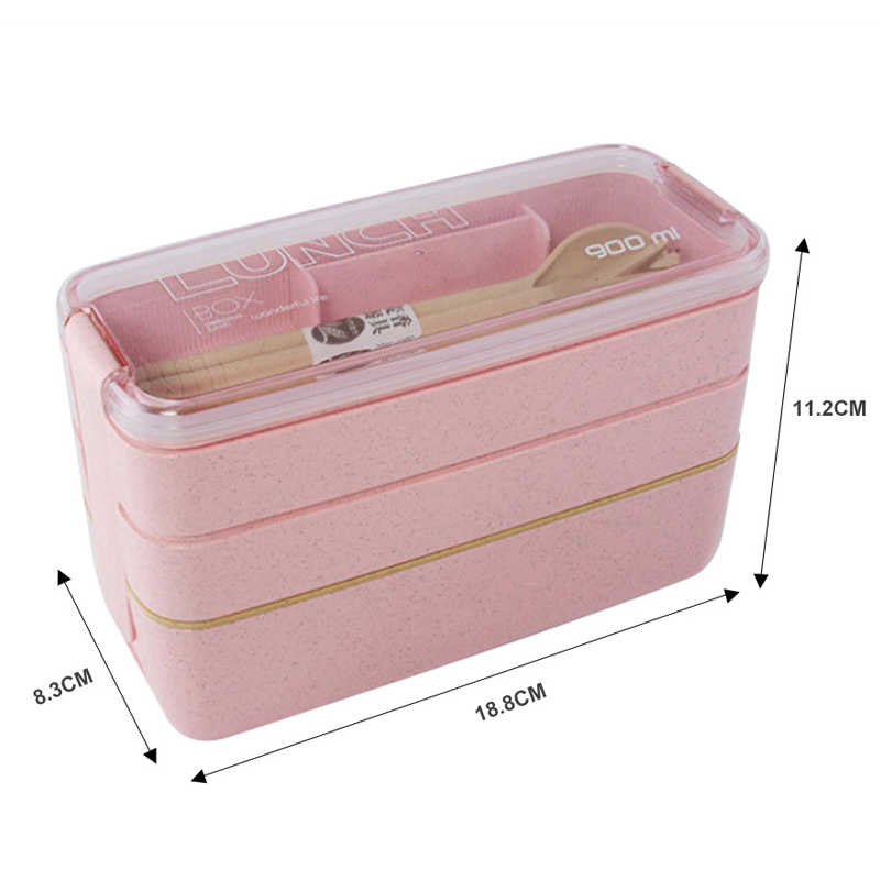 Hộp Cơm Lúa Mạch 3 Tầng Lunch Box Dung Tích 900ml