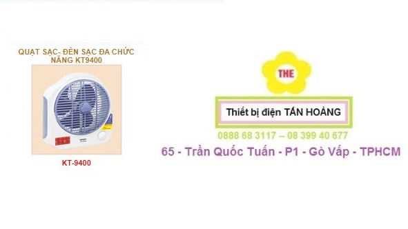 Quạt sạc có đèn sạc Kentom KT9400