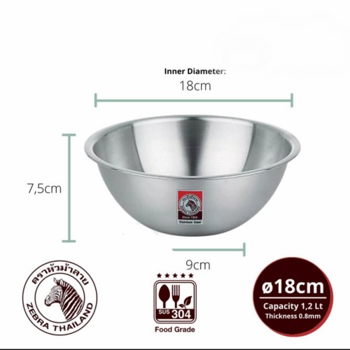 Thau trộn inox 304 Zebra - Thái Lan - Nhiều size