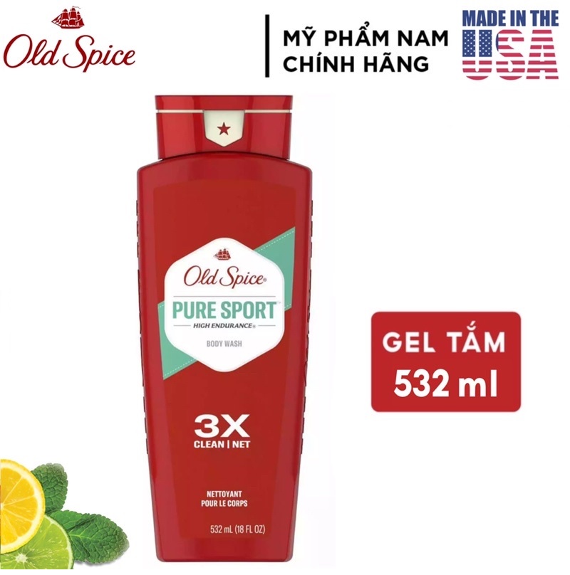 Sữa tắm nam gel old spice pure sport 532ml - mỹ
