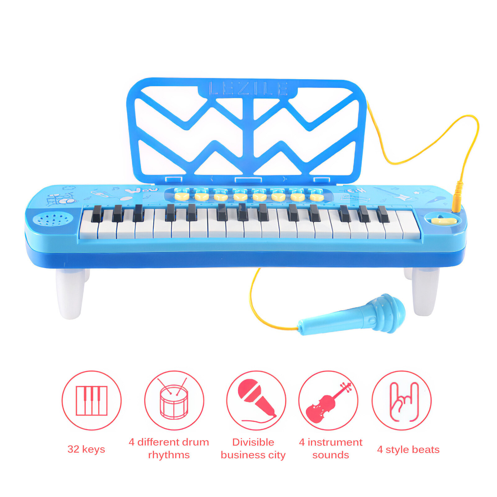 Đồ Chơi Đàn Piano Cho Bé Có Đèn Nhạc Và Micro  Chuẩn Âm