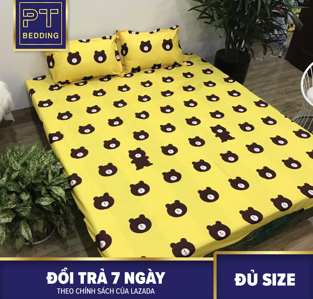 Bộ Ga Gối ( 1 Drap + 2 Vỏ gối nằm ) Poly Vàng Gấu  SGG13