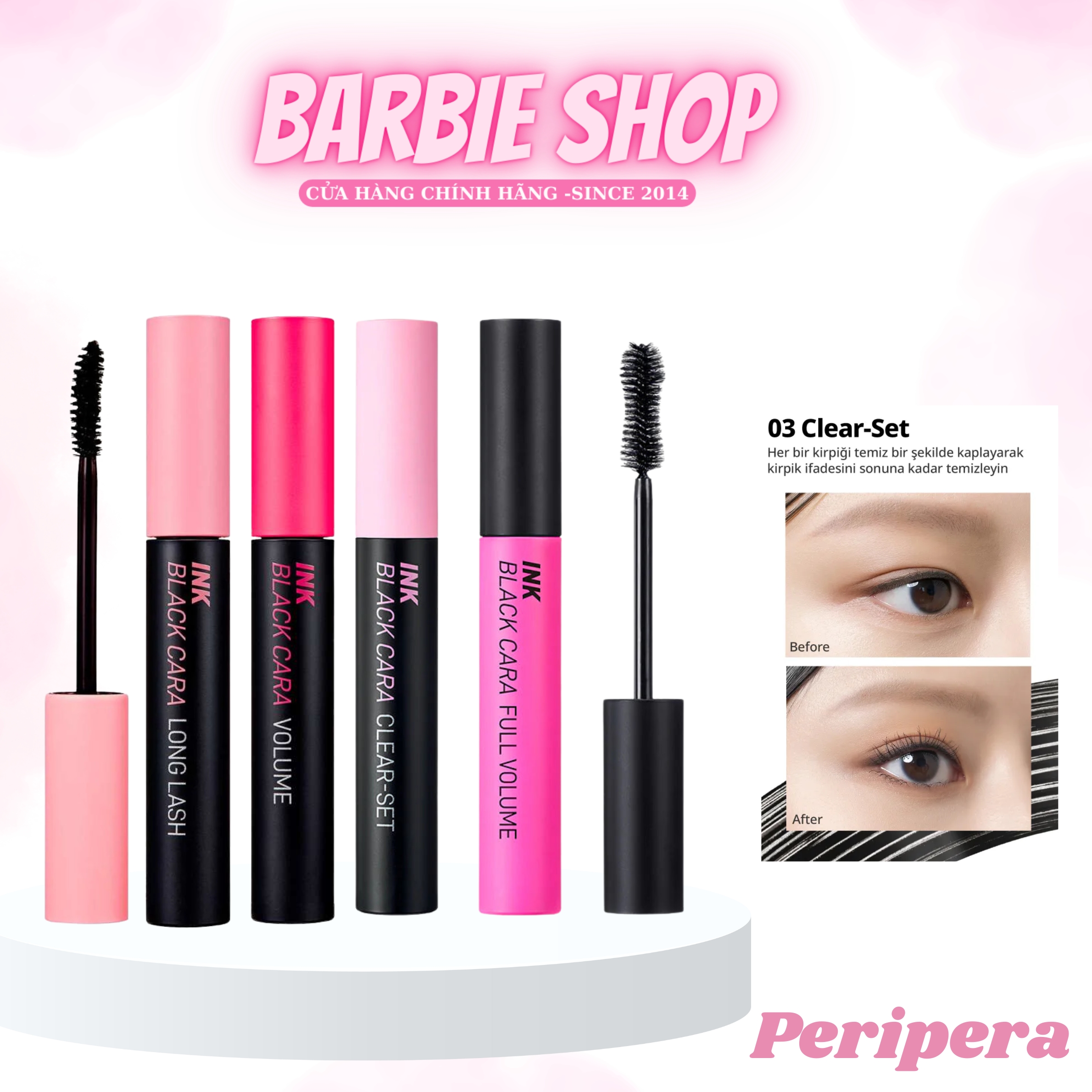 [Chuốt Mi] Mascara Peripera Ink Black Cara 8g Đủ Màu [01 - 02 - 03 - 04]