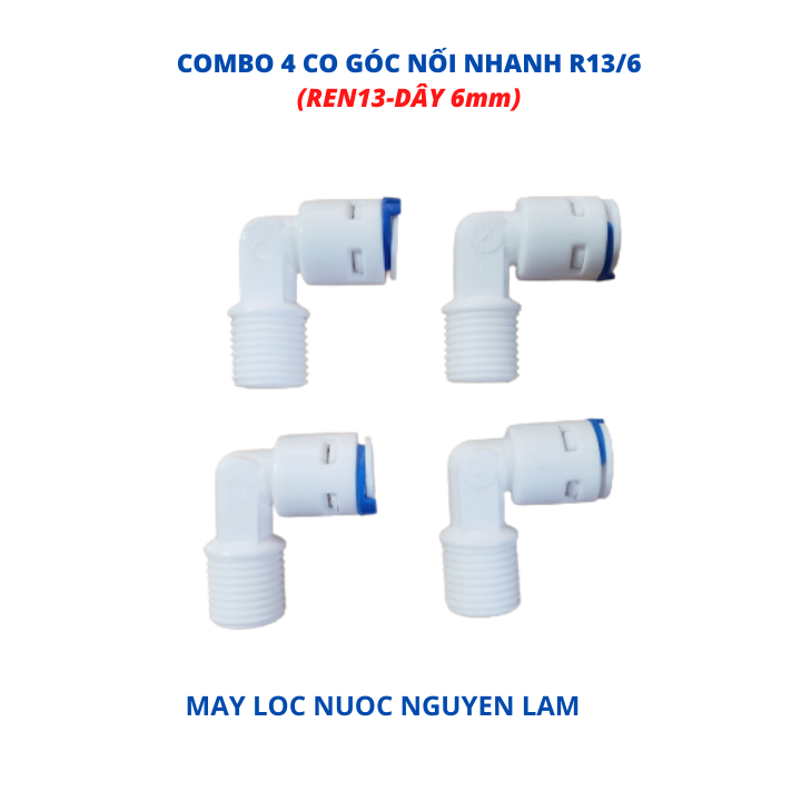 (HCM) Cút Nối Ren 13 Dây 6mm (Cút Góc Nối Nhanh R13/6)